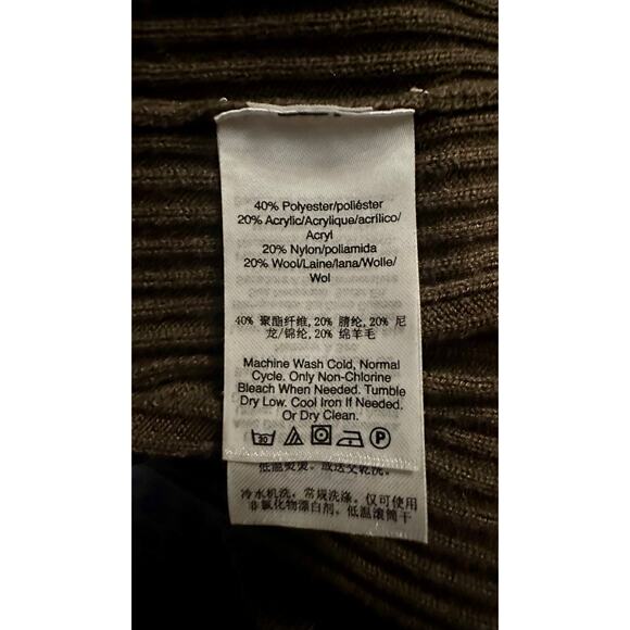 Donna Karan New York Brown Ribbed Turtleneck Sweater Dress Midi Size S - Picture 4 of 4